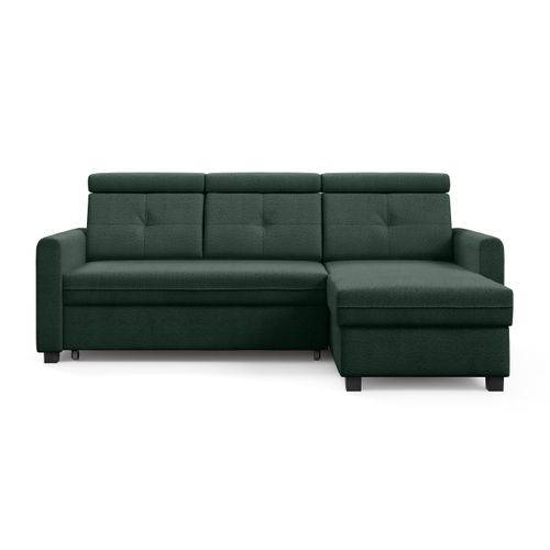 Canapé D’angle Milano Convertible Avec Coffre - Ottomane Droit - Vert Bouteille
