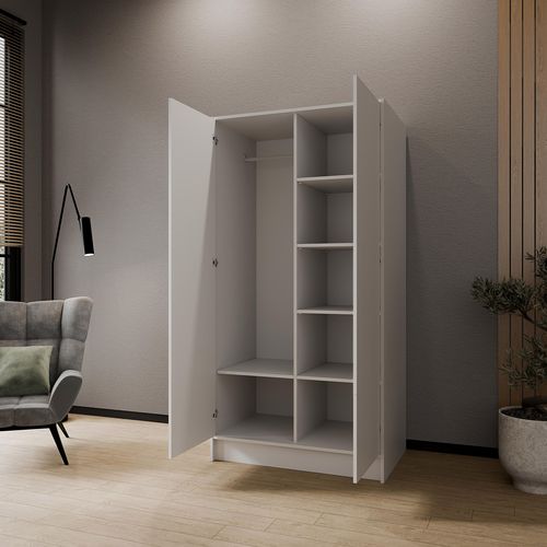 Armoire Gava 100cm - Armoire 2 Portes Battantes, Système Push-to-open, Blanc