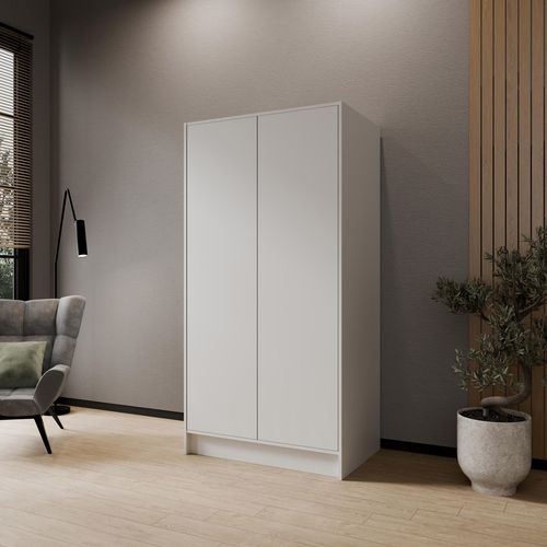 Armoire Gava 100cm - Armoire 2 Portes Battantes, Système Push-to-open, Blanc