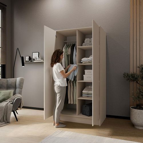 Armoire Gava 100cm - Armoire 2 Portes Battantes, Système Push-to-open, Blanc