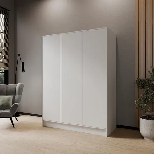 Armoire Gava 150cm - Armoire 3 Portes Battantes, Système Push-to-open, Blanc