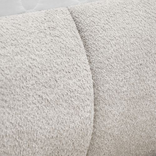 Lit Coffre Double Motti 180x200 cm - Lit Avec Tête De Lit Et Rangement, Bouclé Crème