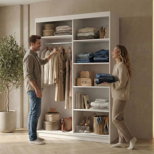 Armoire HELA - Armoire à Portes Coulissantes Avec Porte Miroir - Blanc 100 cm - 2 Portes