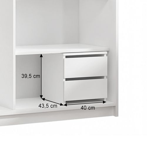 Armoire HELA à Portes Coulissantes Avec Porte Miroir Et 2 Modules à Tiroirs - Noir 180cm