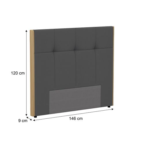 Tête de lit PU L.140 cm CLOE gris et imitation bois