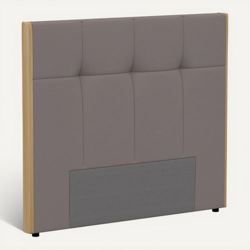 Tête de lit PU L.140 cm CLOE taupe et imitation bois vue 3/4