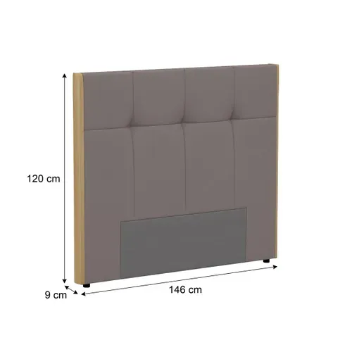 Tête de lit PU L.140 cm CLOE taupe et imitation bois