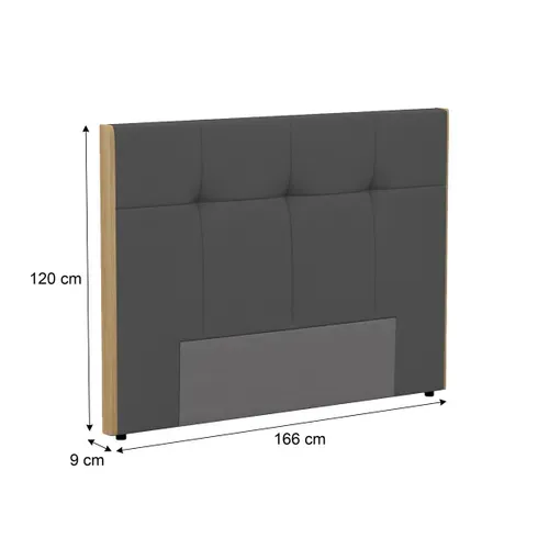 Tête de lit PU L.160 cm CLOE gris et imitation bois