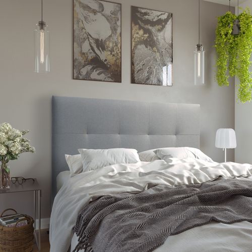 Tête de lit tissu L.140 cm KARTY gris