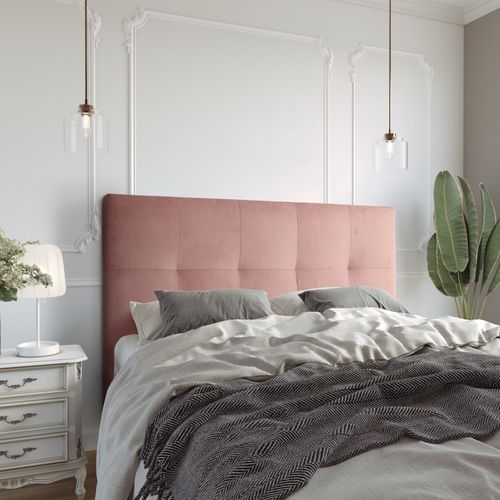 Tête de lit velours L.140 cm KARTY rose vue d'ambiance 1