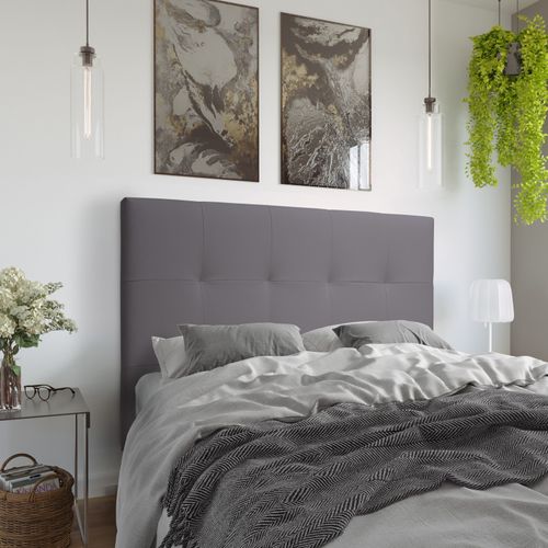Tête de lit PU L.140 cm KARTY gris vue d'ambiance 1