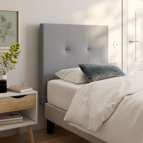 Tête de lit tissu L.90 cm KARTY gris