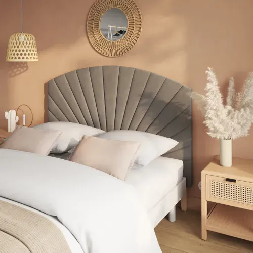 Tête de lit velours L.145 cm EMPIRE Taupe vue d'ambiance 1