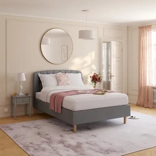 Lit 140x190 cm MARQUIS 2 velours gris