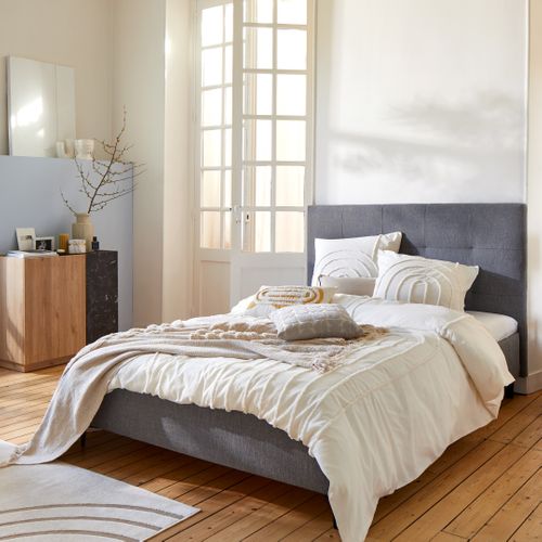 Lit 140x190 cm JAPP 3 tissu anthracite