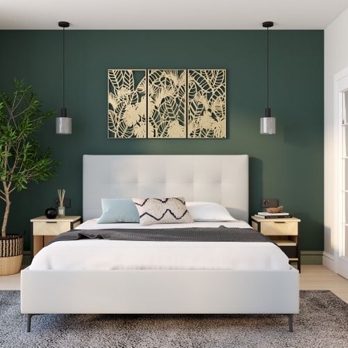 Lit 160x200 cm JAPP 3 polyuréthane blanc