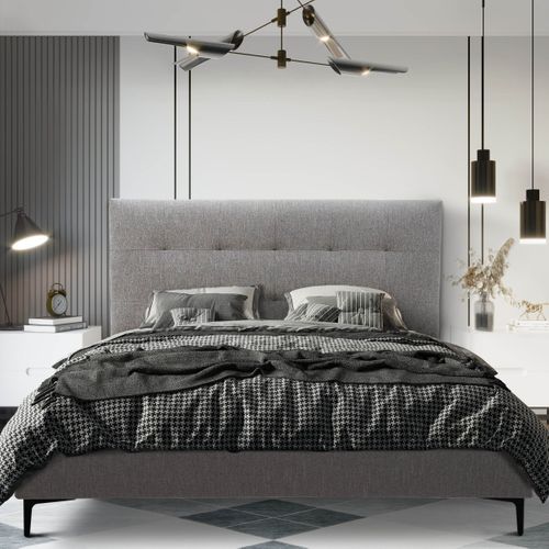 Lit 160x200 cm JAPP 3 tissu anthracite vue d'ambiance 1