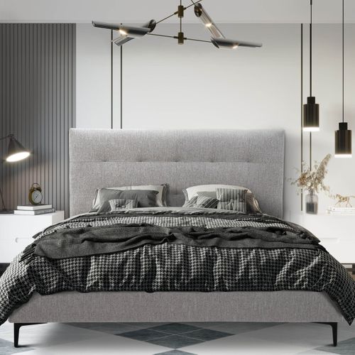 Lit 160x200 cm JAPP 3 tissu gris