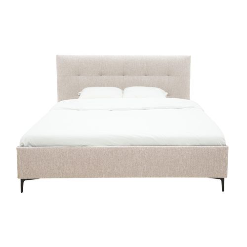Lit 160x200 cm JAPP 3 tissu taupe vue de face