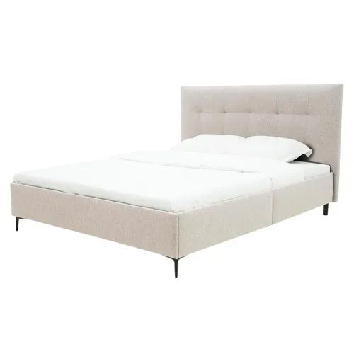 Lit 160x200 cm JAPP 3 tissu taupe vue de profil