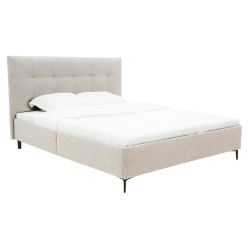 Lit 160x200 cm JAPP 3 tissu taupe vue 3/4