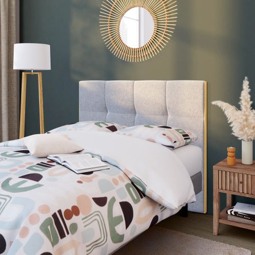 Tête de lit tissu neve gris CLOE souris L. 140 cm