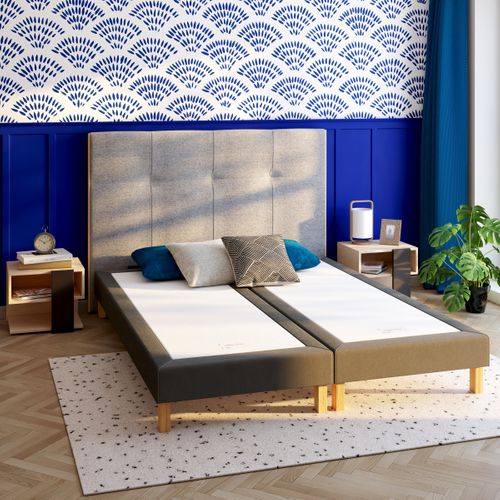 Tête de lit tissu neve CLOE anthracite L.160 cm vue d'ambiance 1
