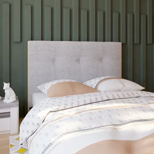 Tête de lit tissu neve gris CLOE souris L.160 cm vue d'ambiance 1