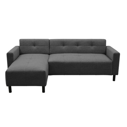Canapé d'angle méridienne réversible YOGI tissu gris anthracite