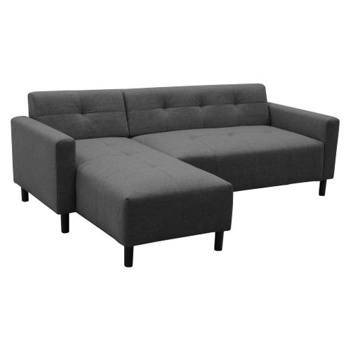 Canapé d'angle méridienne réversible YOGI tissu gris anthracite