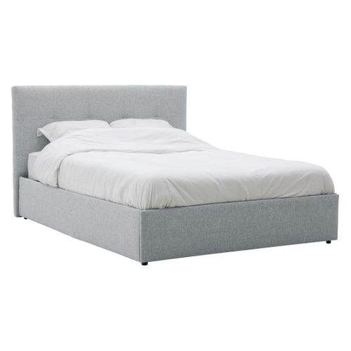 Lit coffre 140x190 cm JAPP 3 tissu gris vue 3/4