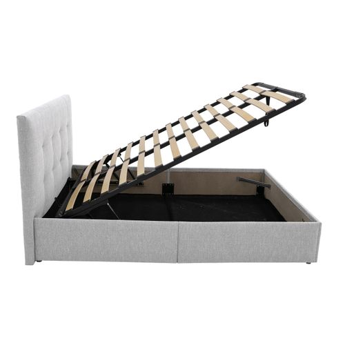 Lit coffre 140x190 cm JAPP 3 tissu gris