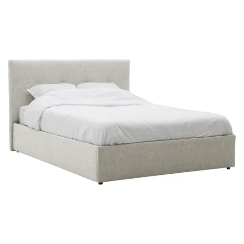 Lit coffre 140x190 cm JAPP 3 tissu taupe vue 3/4