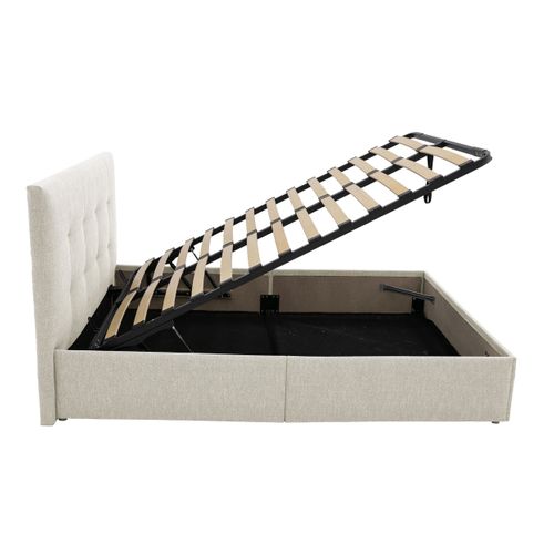 Lit coffre 140x190 cm JAPP 3 tissu taupe