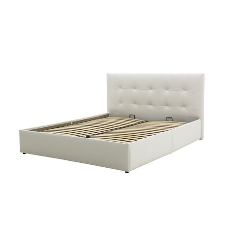 Lit coffre 160x200 cm JAPP 3 polyuréthane blanc