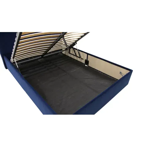 Lit coffre 160x200 cm JAPP 3 velours marine vue accessoires