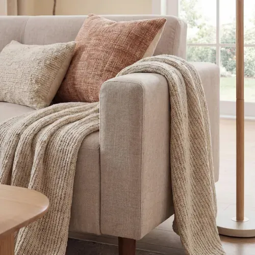 Canapé d'angle méridienne réversible YOGI tissu beige