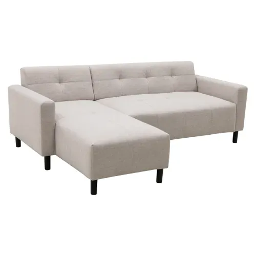 Canapé d'angle méridienne réversible YOGI tissu beige vue 3/4