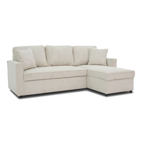 Canapé d'angle convertible méridienne réversible OZ velours côtelé beige