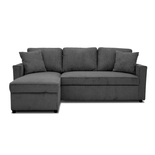 Canapé d'angle convertible méridienne réversible OZ velours côtelé anthracite