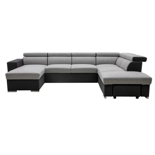 Canapé panoramique convertible réversible ATHENA tissu gris clair