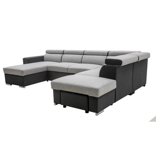 Canapé panoramique convertible réversible ATHENA tissu gris clair