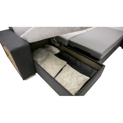 Canapé panoramique convertible réversible ATHENA tissu gris clair