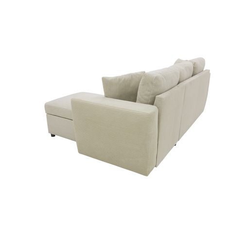 Canapé d'angle méridienne convertible HAPPY velours beige