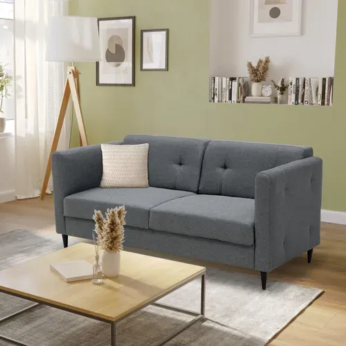 Canapé 3 places BOSTON III tissu Neve anthracite