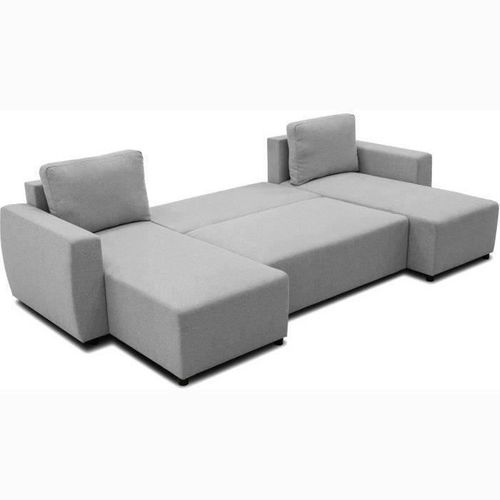 Canapé D'angle Convertible Panoramique Pharell 5 à 6 Places - Tissu Souris - L297 X P155 X H85 Cm