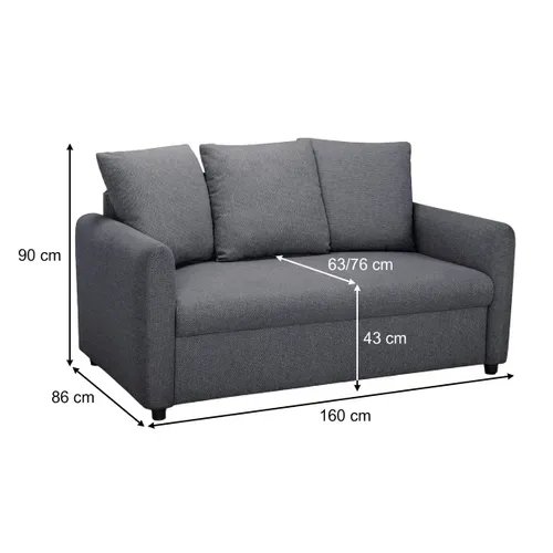 Canapé 2,5 places ALADIN tissu style anthracite