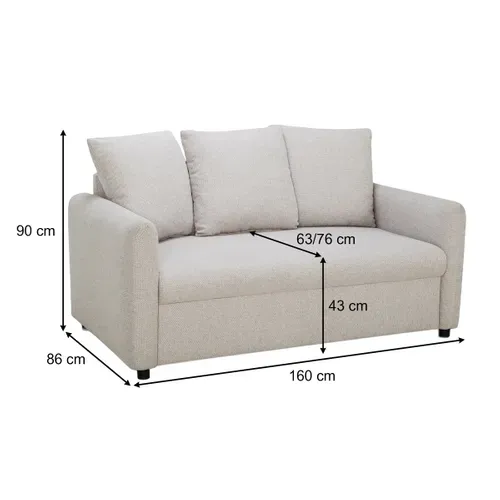 Canapé 2,5 places ALADIN tissu style beige