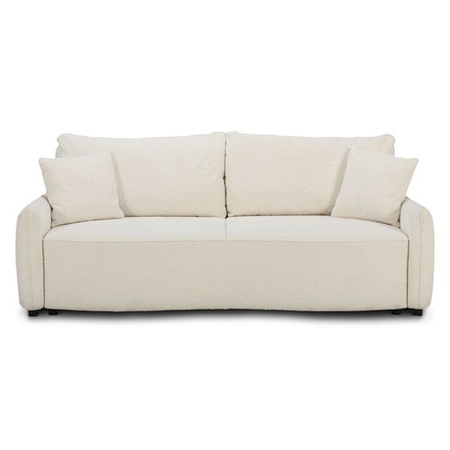 Canapé convertible 3 places 1 coffre de rangement BOLERO tissu bouclette beige