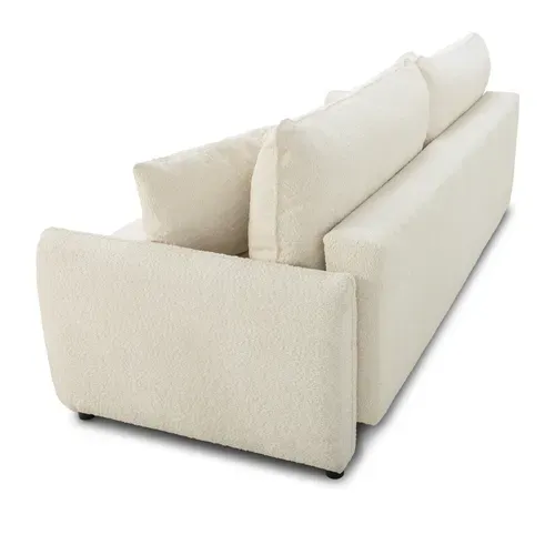 Canapé convertible 3 places 1 coffre de rangement BOLERO tissu bouclette beige